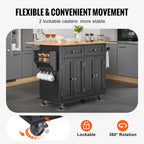 SucceBuy 43" Kitchen Island Cart Wood Top