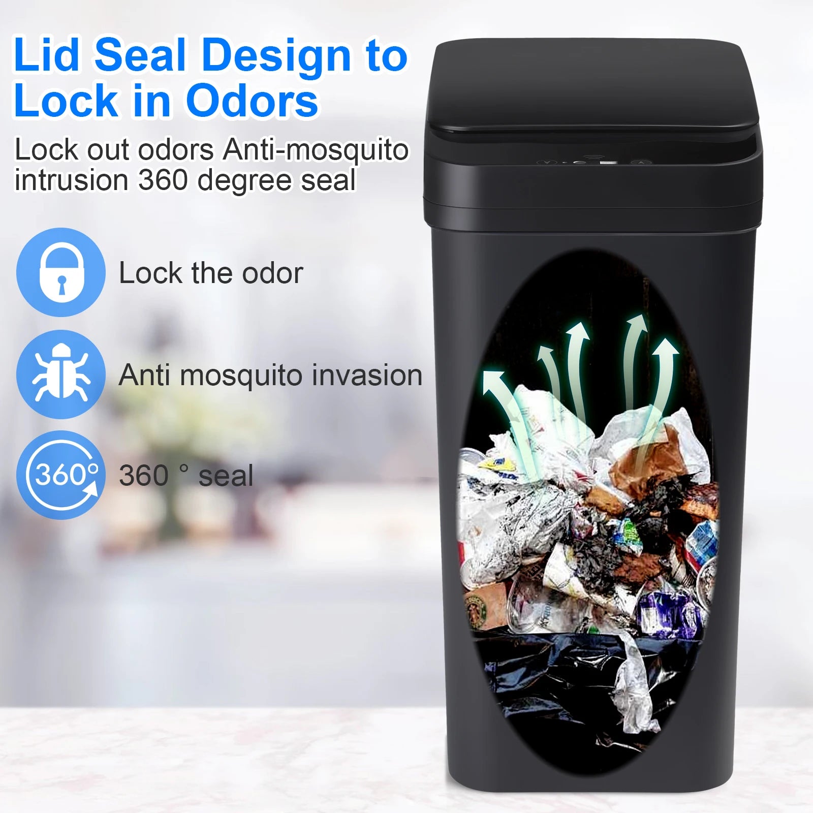 2 Pack 12L Bathroom Automatic Trash Can Touchless Motion Sensor Slim Garbage Can