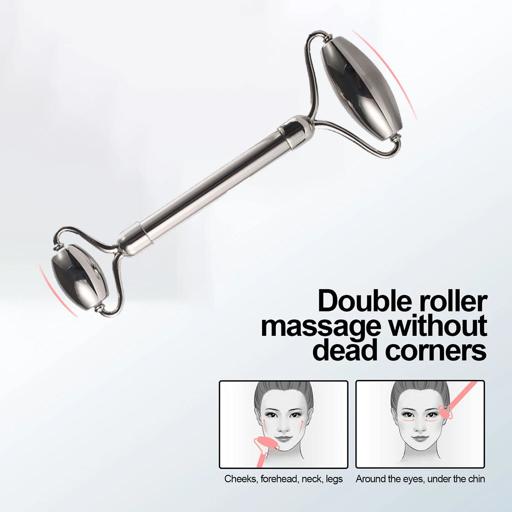 Stainless Steel Facial Roller Skincare Set