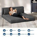 4-in-1 Folding Sofa Bed Convertible Sleeper Soft Corduroy Loveseat Couch With Pillow