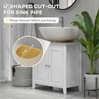 Kleankin Pedestal Sink Storage Cabinet, under Sink Cabinet, Bathroom Vanity Cabinet with U-Shape and Adjustable Internal Shelf
