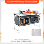 SucceBuy Camping Kitchen Table – Folding, Portable for BBQ & RV