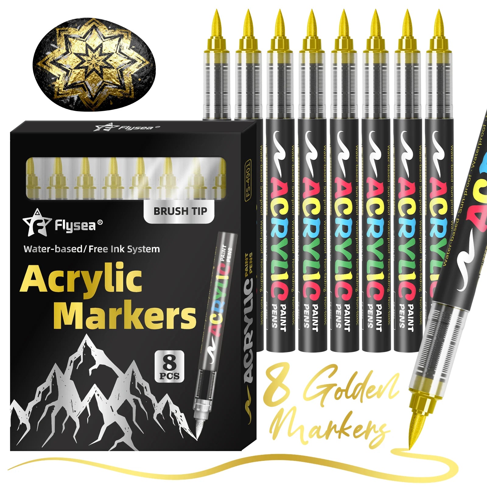 12-Pack (Gold, Silver, Black, White) Acrylic Paint Markers