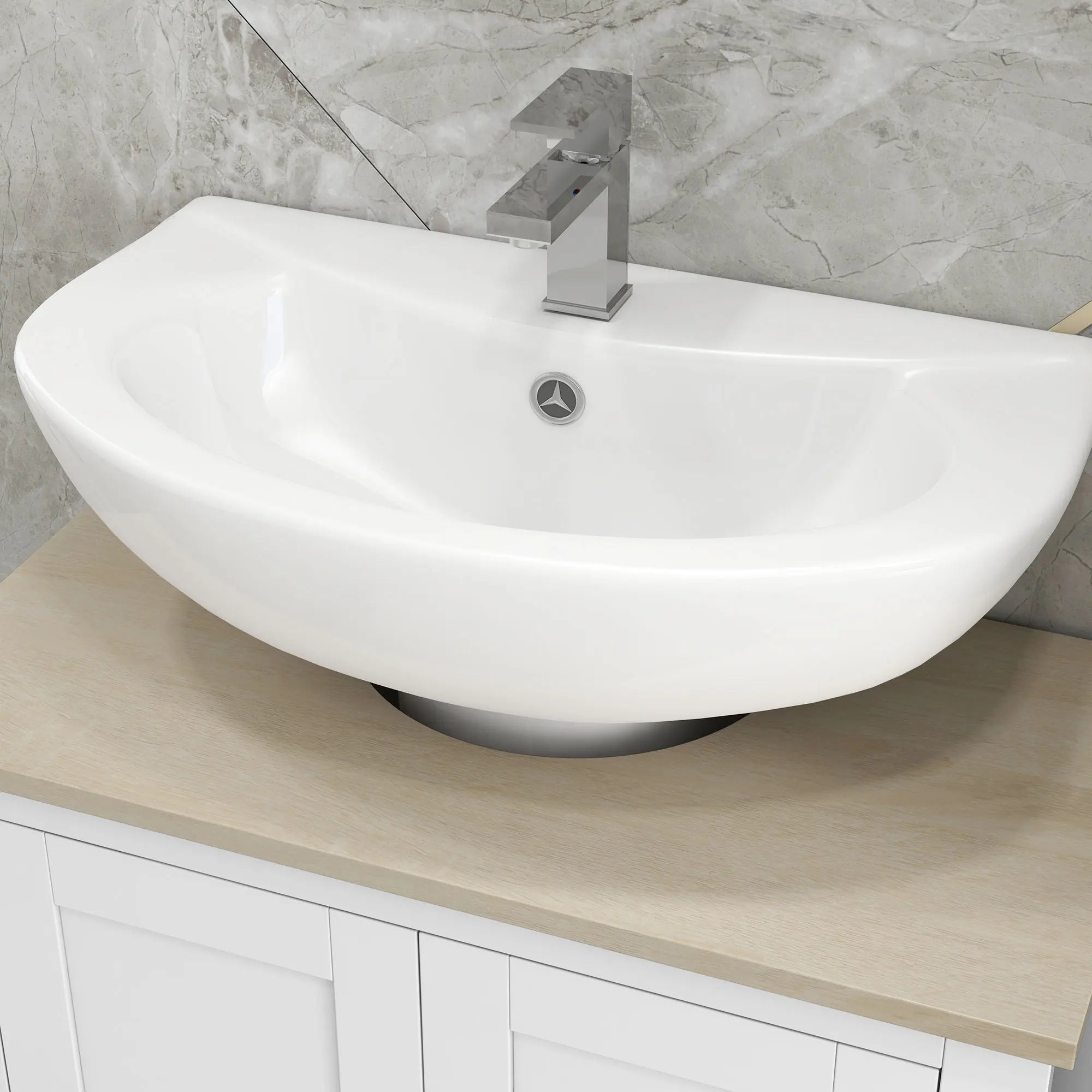 Kleankin Pedestal Sink Storage Cabinet, under Sink Cabinet, Bathroom Vanity Cabinet with U-Shape and Adjustable Internal Shelf