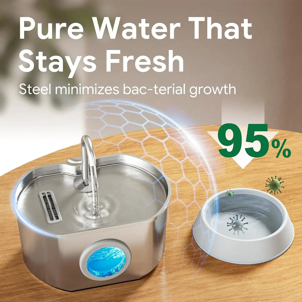 Stainless Steel Cat Water Fountain Stainless Steel: 73oz/2.2L
