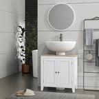 Kleankin Pedestal Sink Storage Cabinet, under Sink Cabinet, Bathroom Vanity Cabinet with U-Shape and Adjustable Internal Shelf