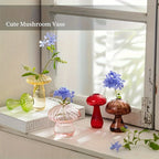 5 Colors Plant Mushroom Glass Vase, Mini Plant Glass Container, Unique Small Glass Vase