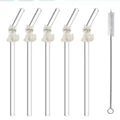 1/3/6PCS White Cat Curved Glass Straw