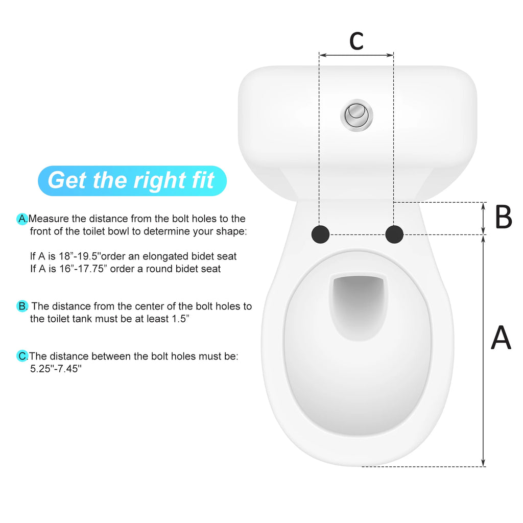 Bidet Toilet Seat, Premium Non-Electric Round Bidet Toilet Seats with Dual Nozzle