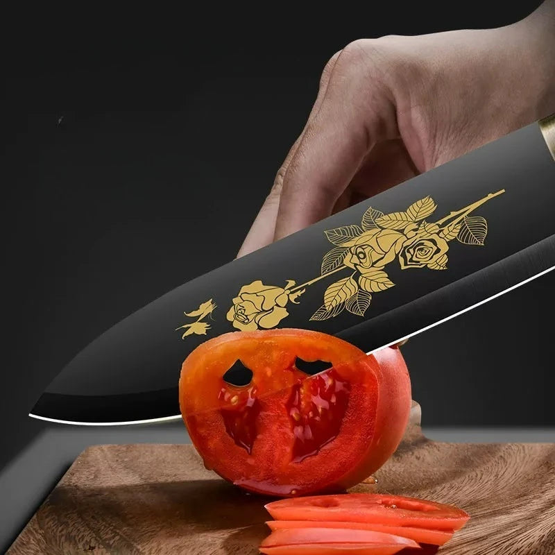 Deluxe Gold Titanium Plated Kitchen Knives