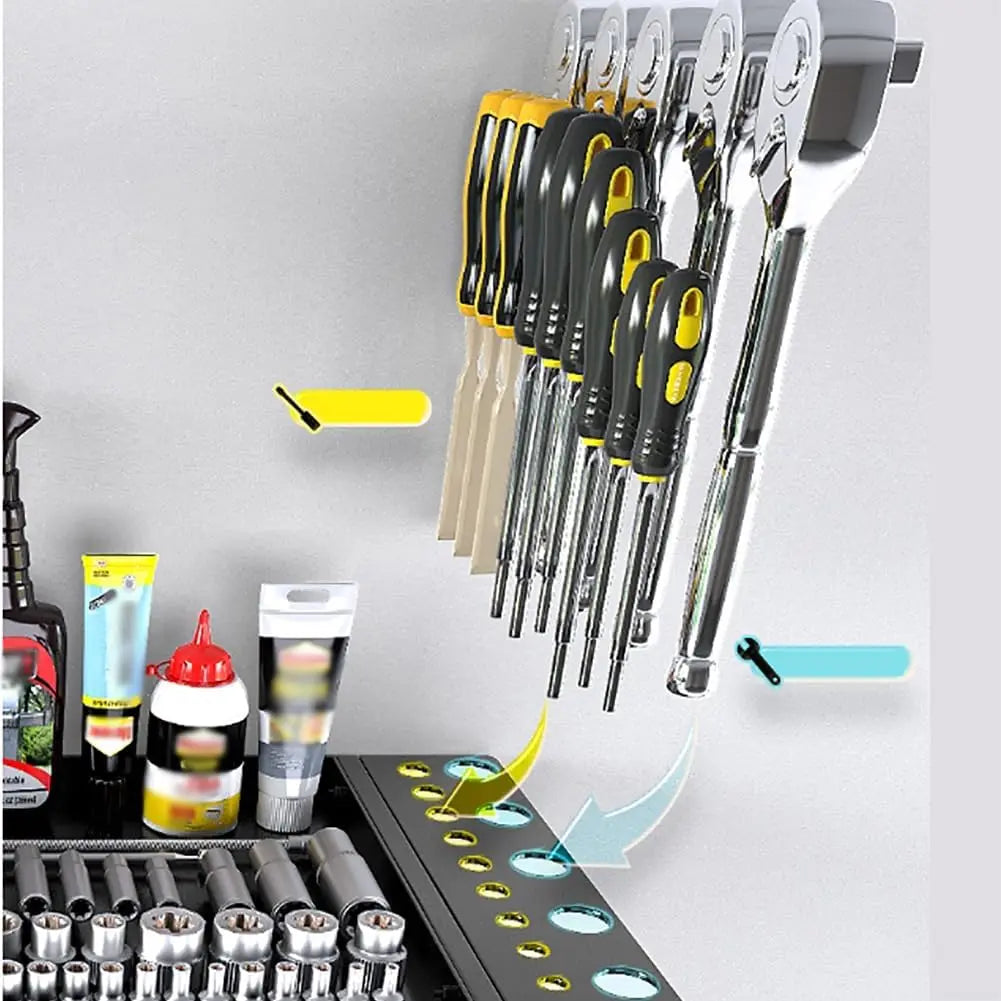 Heavy‑Duty 4‑Layer Power Tool Organizer with Hooks
