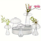 5 Colors Plant Mushroom Glass Vase, Mini Plant Glass Container, Unique Small Glass Vase