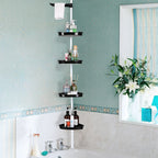 Corner Shower Caddy with Tension Pole 4-Tier Adjustable Shelves