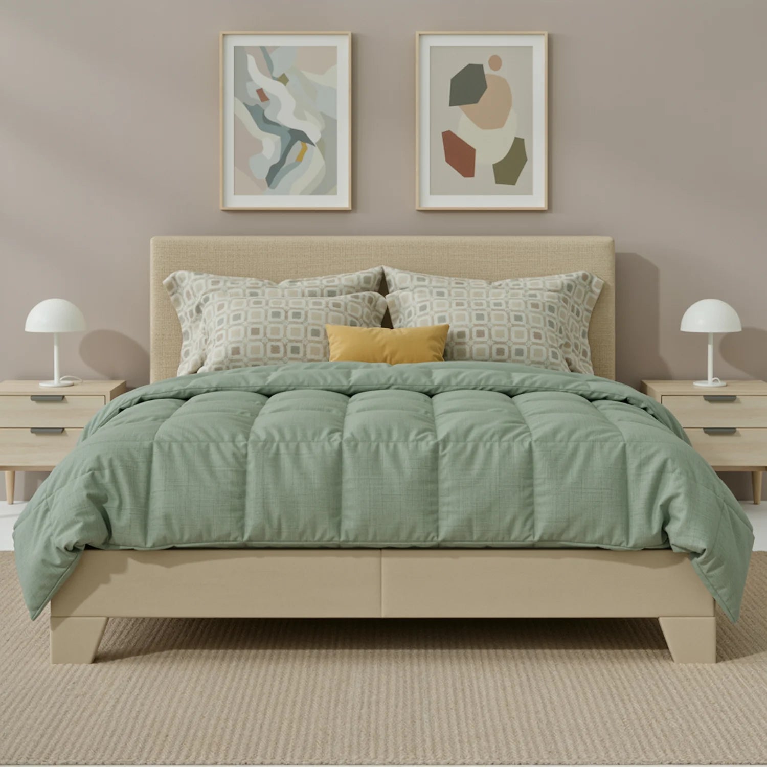 HOOMIC Full/Queen/King Upholstered Bed Frame with Adjustable Linen Headboard, Sturdy Wood Slats & Quiet Support