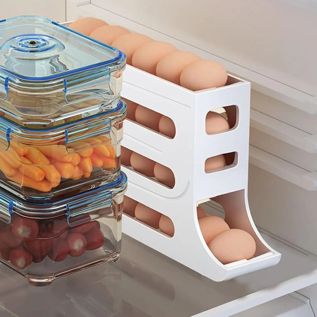 4 Tiers Egg Holder, Automatic Egg Rolling Rack, 30 Eggs Storage Rack