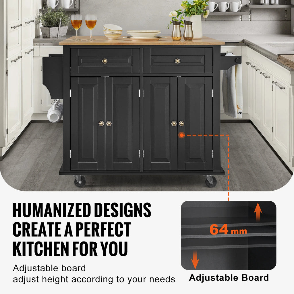 SucceBuy 43" Kitchen Island Cart Wood Top