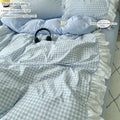 3 Piece Sheet Set  pink plaid duvet cover Set, Comfortable Bedding Set Bedspread for All Season
